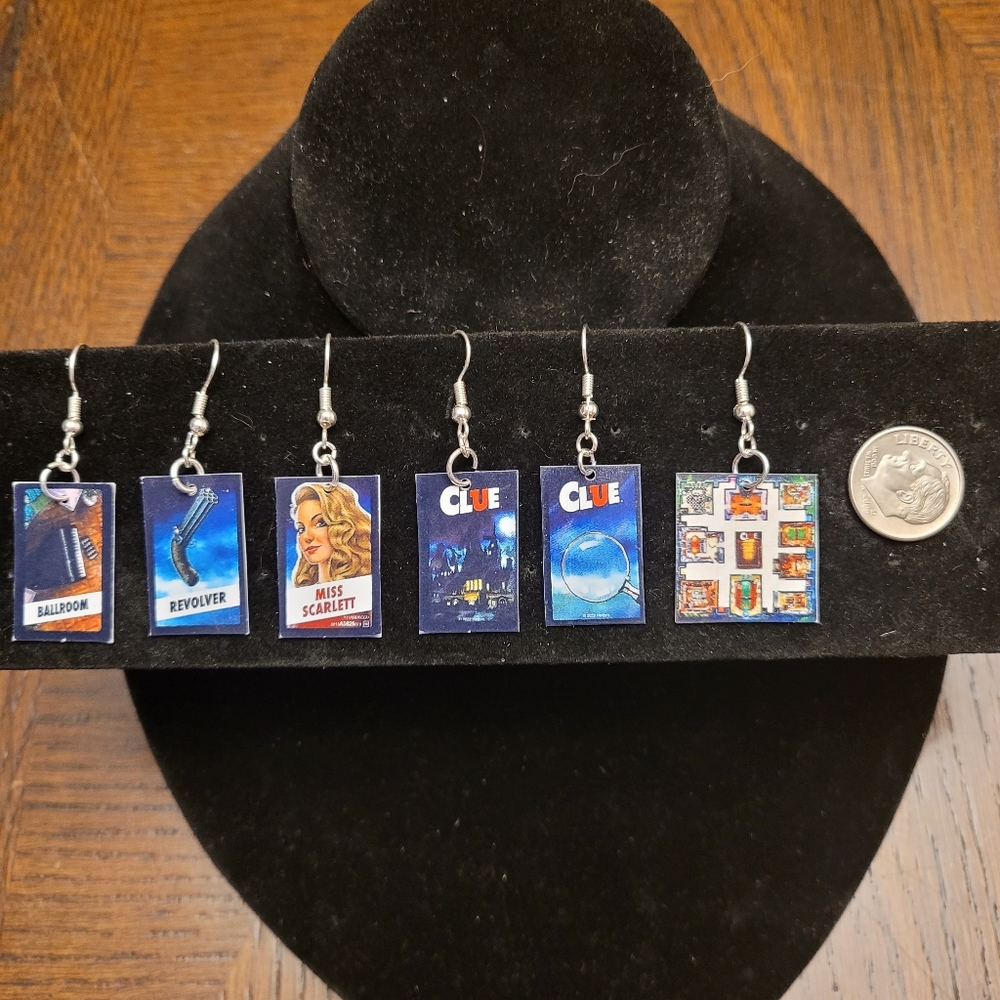 Mini Clue Board/Cards Game Earrings
